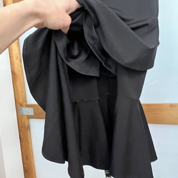 Grace Karin Black Rhinestone Detail Ruffle Hem Strap/less Lined Maxi Dress Sz M - Picture 6 of 16